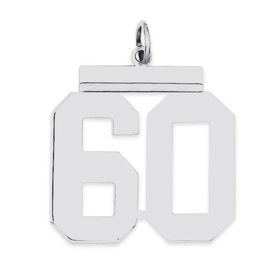 Charm Number 60 Polished Sterling Silver Large QPL60, MPN: QPL60, 191101281105