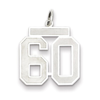 Pendant Number 60 Satin Sterling Silver Medium QPM60, MPN: QPM60, 883957127354