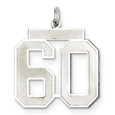 Pendant Number 60 Satin Sterling Silver Large QPP60, MPN: QPP60, 191101281990