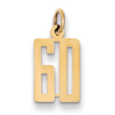 Number 60 Charm 14k Gold Small Polished Elongated LES60, MPN: LES60, 883957591032