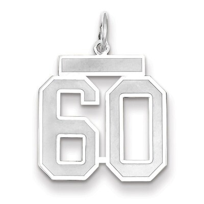 Number 60 Charm Medium Satin 14k white Gold WSM60, MPN: WSM60, 883957079226