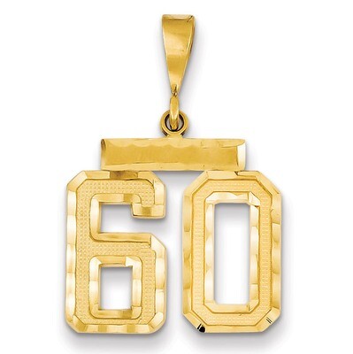 Number 60 Charm 14k Gold Medium Diamond-cut  MN60, MPN: MN60, 883957139517