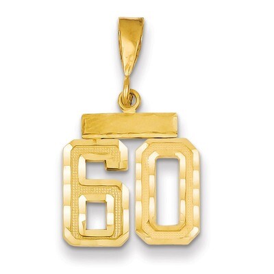 Number 60 Charm 14k Gold Small Diamond-cut SN60, MPN: SN60, 883957104560