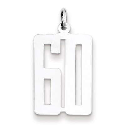 Charm Number 60 Elongated Pol Sterling Silver Small QES60, MPN: QES60, 191101190421