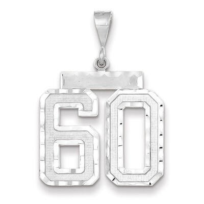 Number 60 Charm 14k white Gold Large Diamond -cut WLN60, MPN: WLN60, 883957124360