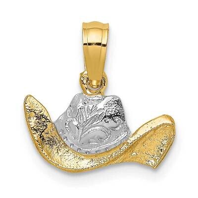 Cowboy Hat Charm 14k Gold Rhodium K8969, MPN: K8969, 637218021253