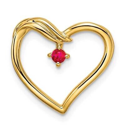 Ruby Heart Chain Slide 14k Gold Polished PM8485-RU-YA, MPN: PM8485-RU-YA,