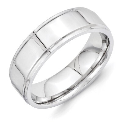 Polished 7mm Ridged Edge Flat Band Vitalium VB115-8