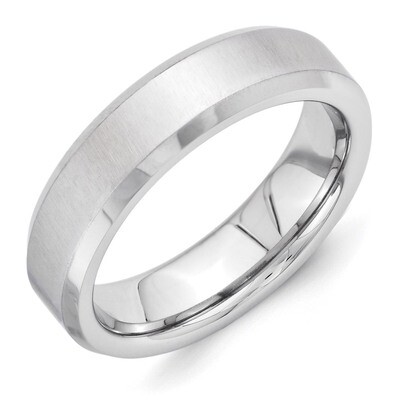 Cross Satin Center 6mm Beveled Edge Band Vitalium VB128-10