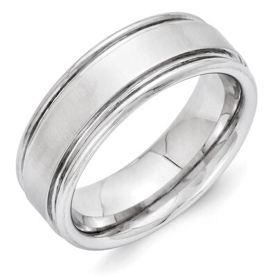 Cross Satin Finish Center Rounded Edge 8mm Band Vitalium VB123-10