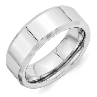 Polished 8mm Beveled Edge Band Vitalium VB127-11
