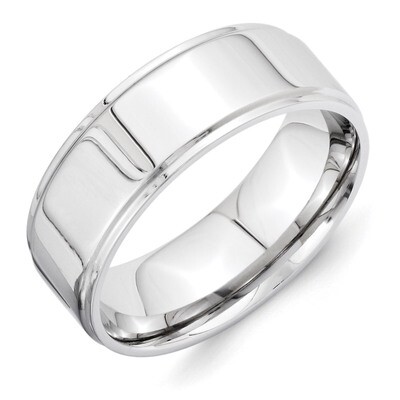 Polished 8mm Ridged Edge Flat Band Vitalium VB116-10