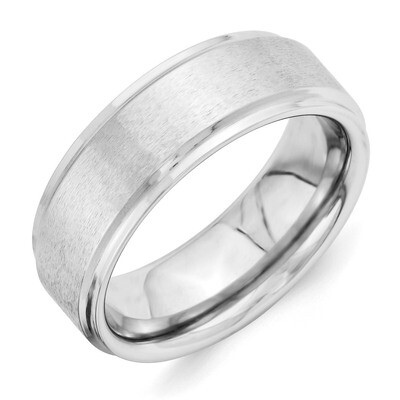 Grain Finish Center 8mm Ridged Edge Flat Band Vitalium VB119-10