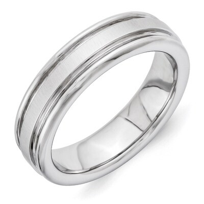 Cross Satin Finish Center Rounded Edge 6mm Band Vitalium VB122-10