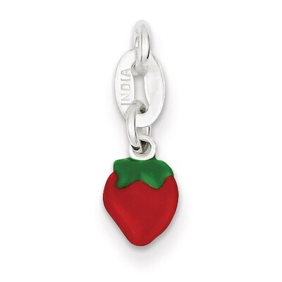 Strawberry Charm Sterling Silver Enameled QC6146, MPN: QC6146, 883957432342