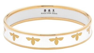 Halcyon Days 1cm Bee Cream Gold Medium Bangle Bracelet PBBEE0410GM, MPN: PBBEE0410GM,
