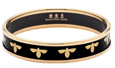 Halcyon Days 1cm Bee Black Gold Medium Bangle Bracelet PBBEE0210GM, MPN: PBBEE0210GM,