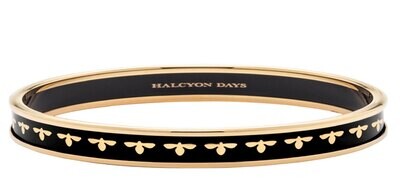 Halcyon Days 6mm Bee Black Gold Medium Bangle Bracelet PBBEE0206GM, MPN: PBBEE0206GM,