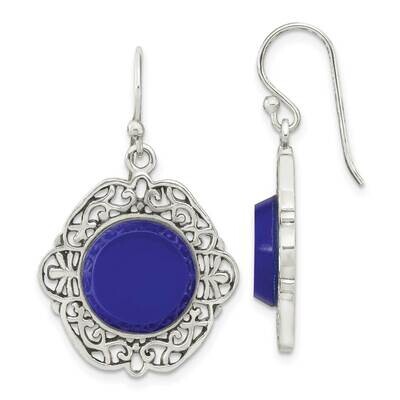 Oxidized Blue Stone Filigree Fancy Dangle Earrings Sterling Silver QE15708, MPN: QE15708, 196904153…