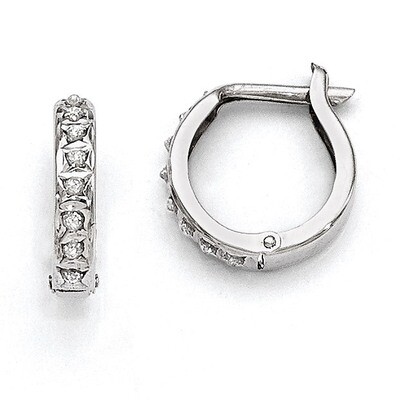 Round Hinged Hoop Earrings 14k White Gold with Diamonds DF169, MPN: DF169, 191101179501