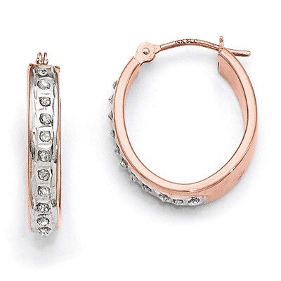 Oval Hinged Hoop Earrings 14k Rose Gold with Diamonds DF276, MPN: DF276, 883957457161