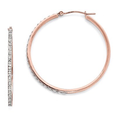 Round Hinged Hoop Earrings 14k Rose Gold with Diamonds DF269, MPN: DF269, 883957430775