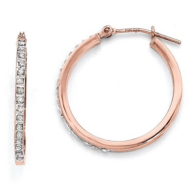 Round Hinged Hoop Earrings 14k Rose Gold with Diamonds DF268, MPN: DF268, 883957394299