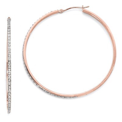 Round Hinged Hoop Earrings 14k Rose Gold with Diamonds DF270, MPN: DF270, 883957394312