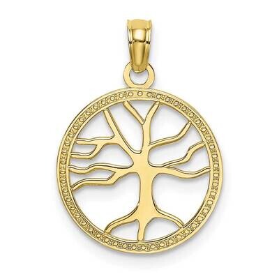 3-D Small Tree of Life In Round Frame Charm 10k Gold 10K7139, MPN: 10K7139,