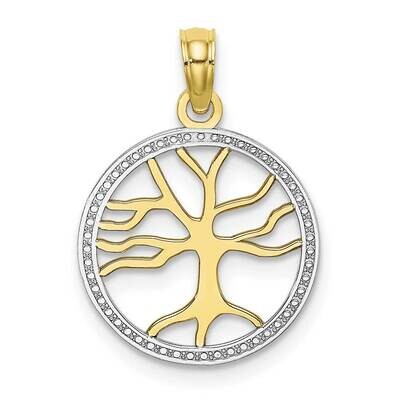 3-D Tree of Life In Round Frame Charm 10k Gold &amp; Rhodium 10K9018, MPN: 10K9018, 63721818699