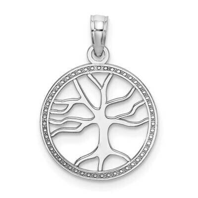 Small Tree of Life In Round Frame Charm 14k White Gold 3-D K7139W, MPN: K7139W, 637218179381