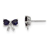 Created Sapphire Bow Post Earrings 14k white Gold Polished XBS575, MPN: XBS575, 191101168567