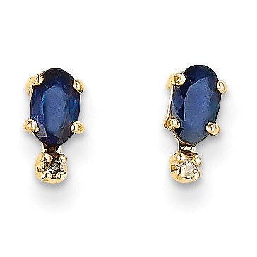 Diamond &amp; Saphire Birthstone Earrings 14k Gold XBE188, MPN: XBE188, 883957086873