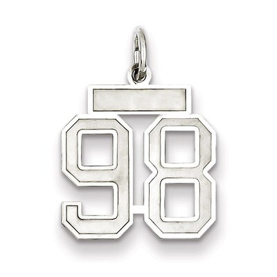 Charm Number 98 Satin Sterling Silver Small QPS98, MPN: QPS98, 191101283260