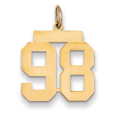 Number 98 Charm 14k Gold Medium Polished LM98, MPN: LM98, 883957138893
