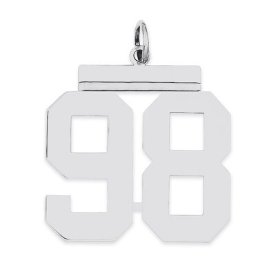 Charm Number 98 Polished Sterling Silver Large QPL98, MPN: QPL98, 191101281488