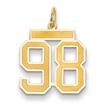 Number 98 Charm 14k Gold Medium Satin LSM98, MPN: LSM98, 883957076577