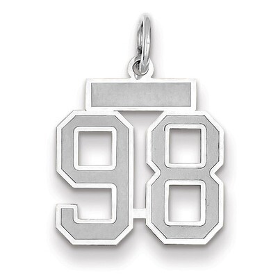 Number 98 Charm Small Satin 14k white Gold WSS98, MPN: WSS98, 883957073118