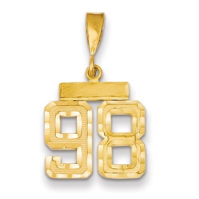 Number 98 Charm 14k Gold Small Diamond-cut SN98, MPN: SN98, 883957111384