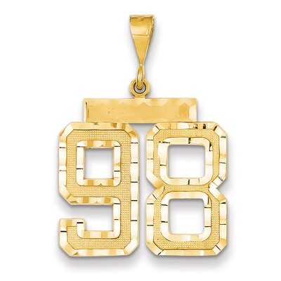 Number 98 Charm 14k Gold Large Diamond-cut LN98, MPN: LN98, 883957123271