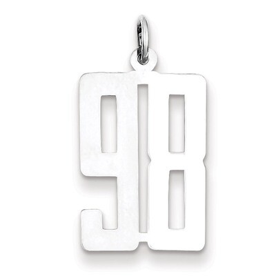 Charm Number 98 Elongated Pol Sterling Silver Small QES98, MPN: QES98, 191101274237