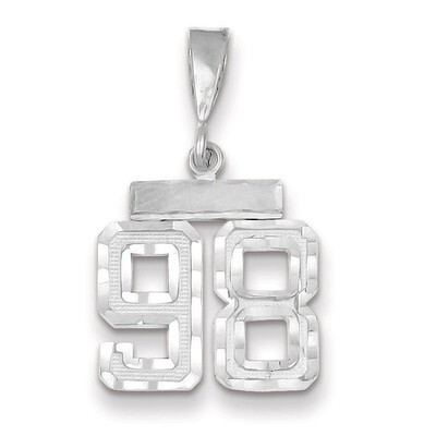Number 98Charm Small Diamond -cut 14k white Gold WSN98, MPN: WSN98, 883957120225