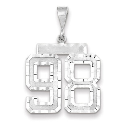 Number 98 Charm 14k white Gold Large Diamond -cut WLN98, MPN: WLN98, 883957126197