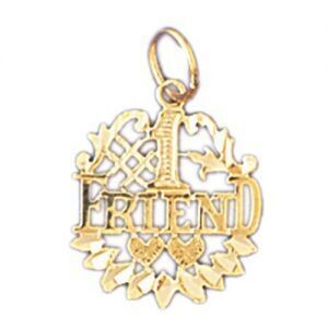 Dazzlers Jewelry Number One Friend Pendant Necklace Charm Bracelet in Yellow, White or Rose Gold 10…
