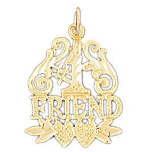 Dazzlers Jewelry Number One Friend Pendant Necklace Charm Bracelet in Yellow, White or Rose Gold 10…
