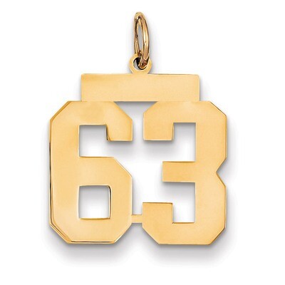 Number 63 Charm 14k Gold Medium Polished LM63, MPN: LM63, 883957134987