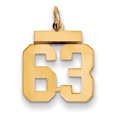 Number 63 Charm 14k Gold Small Polished LS63, MPN: LS63, 883957033860