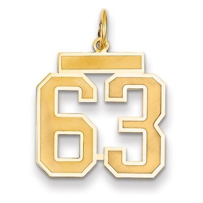 Number 63 Charm 14k Gold Medium Satin LSM63, MPN: LSM63, 883957074917
