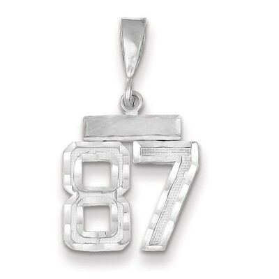 Number 87 Charm Small Diamond -cut 14k white Gold WSN87, MPN: WSN87, 883957118253