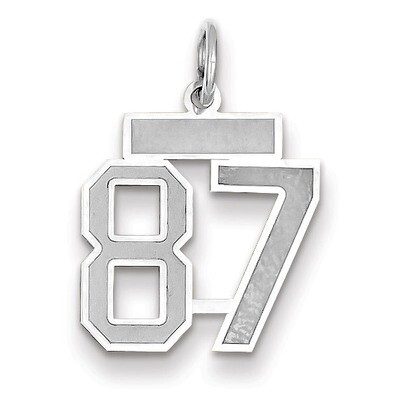 Number 87 Charm Small Satin 14k white Gold WSS87, MPN: WSS87, 883957072821